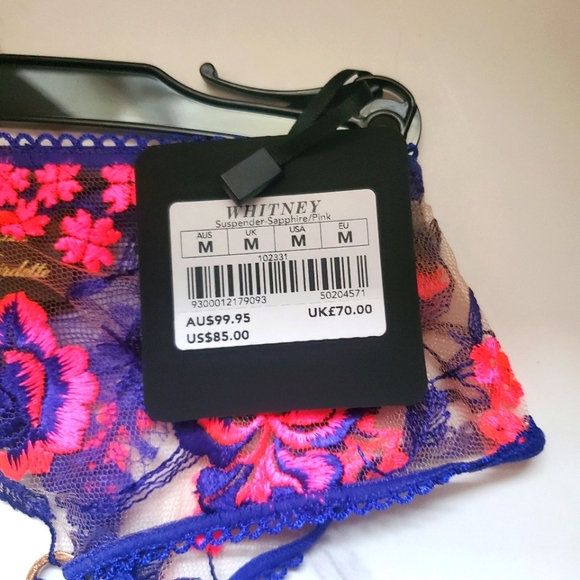 Honey Birdette Whitney Suspender Sapphire/Pink - Picture 3 of 9